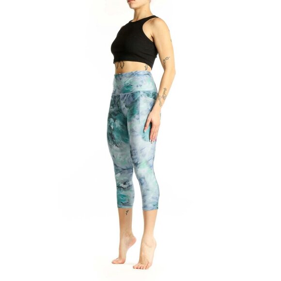 Athleta Blue and Green Tie-Dye Capri Leggings Size Medium 41888 - Picture 2 of 14
